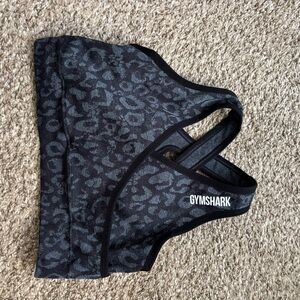 Gymshark Charcoal Leopard Print Sports Bra